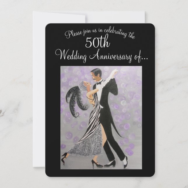 Vintage 50th Wedding Anniversary, Invitation (Front)