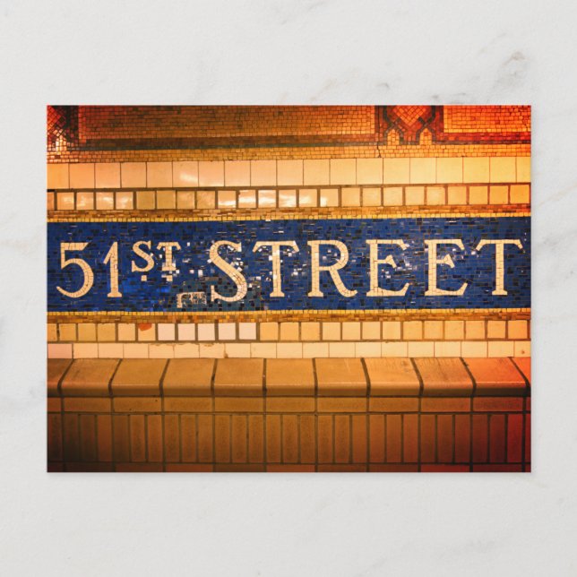 Vintage 51st Street, Manhattan, NYC Postcard (Front)