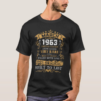 Vintage 59Th Birthday March 1963 59 Years Old T-Shirt