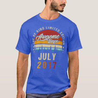 Vintage 5th Birthday Awesome Since july 2017 epic  T-Shirt