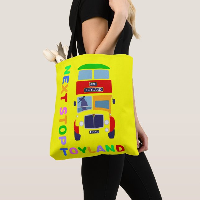 Vintage 60's Childs Double Decker Bus Tote Bag (Close Up)