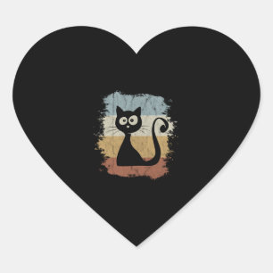 Vintage 60s Colours Retro Comic Cat Cute Kitty Gif Heart Sticker