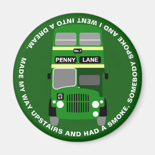 Vintage 60's Green Liverpool Double Decker Bus Magnet