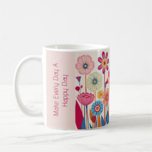 Vintage 60s style floral slogan coffee mug