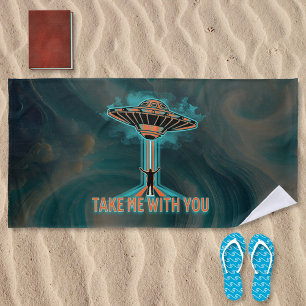 Vintage 60's Style Flying Saucer Beach Towel