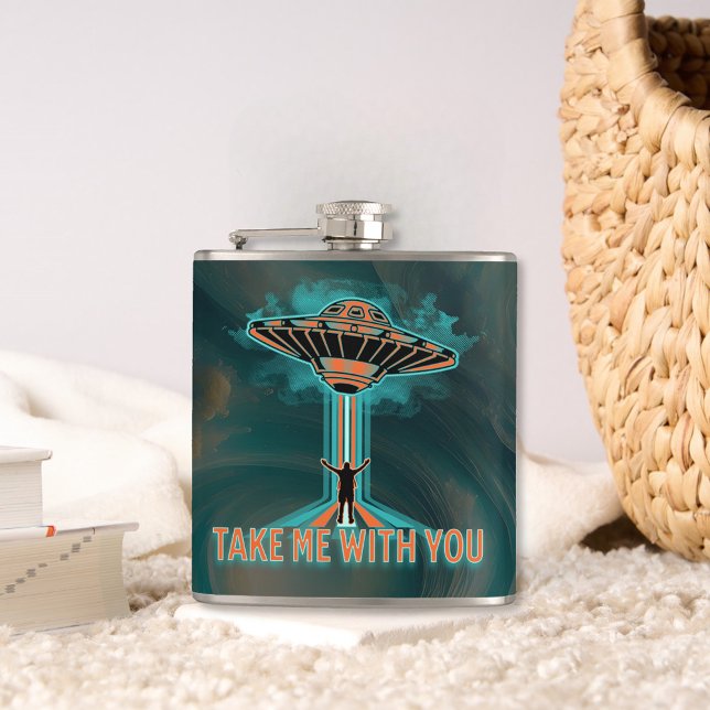 Vintage 60's Style Flying Saucer  Hip Flask (Creator Uploaded)