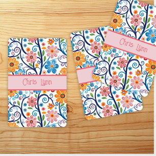 Vintage 60s Vibe Mod Abstract Floral Theme  Playing Cards