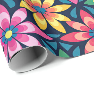 Vintage 60s Vibe Mod Daisies All-over Print Wrapping Paper