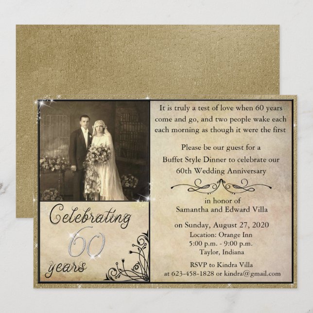 Vintage 60th Anniversary Celebration Invitation (Front/Back)