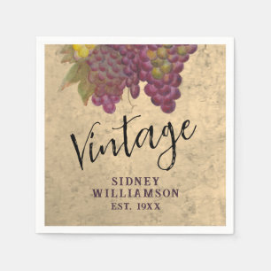 Vintage 60th Birthday Custom Wine Theme Party Napkin
