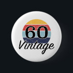 Vintage 60th Birthday Sunset 6 Cm Round Badge<br><div class="desc">A milestone birthday design with a retro vintage styled colourful sunset that has a faux distressed effect.</div>