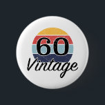 Vintage 60th Birthday Sunset 6 Cm Round Badge<br><div class="desc">A milestone birthday design with a retro vintage styled colourful sunset that has a faux distressed effect.</div>