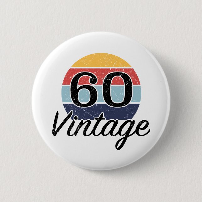 Vintage 60th Birthday Sunset 6 Cm Round Badge (Front)