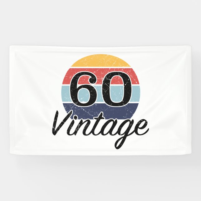 Vintage 60th Birthday Sunset Banner (Horizontal)