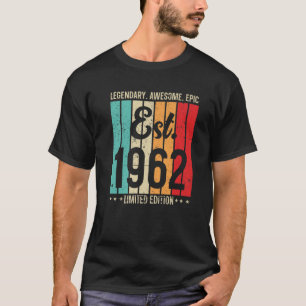 Vintage 60Th Birthday Tee Design Est 1962 60 Years