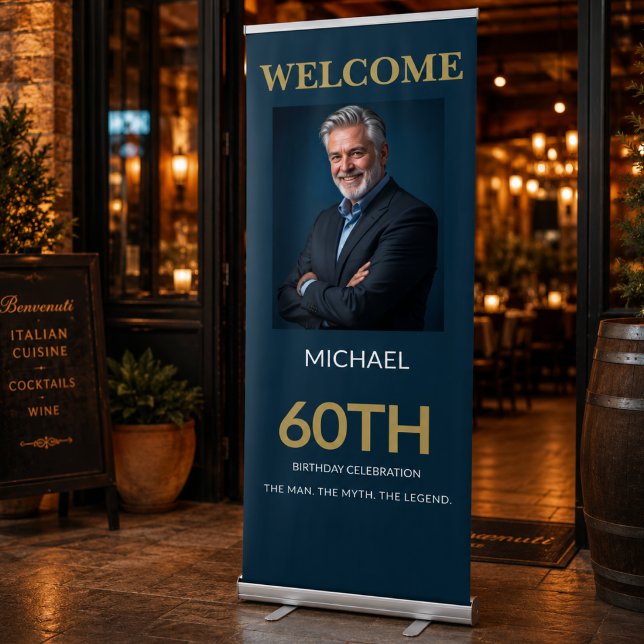 Vintage 60th Birthday Welcome Sign (Vintage Italian restaurant welcome sign for an elegant 60th birthday celebration.)