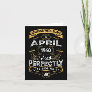 Vintage 65th Birthday Legends Were Born In April 1 Card