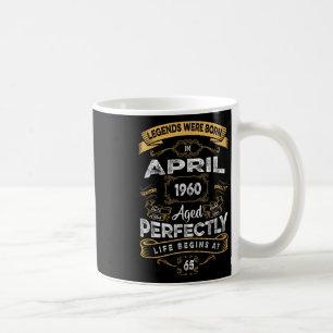 Vintage 65th Birthday Legends Were Born In April 1 Coffee Mug