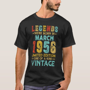 Vintage 66th Birthday Legend Limted Born In March  T-Shirt