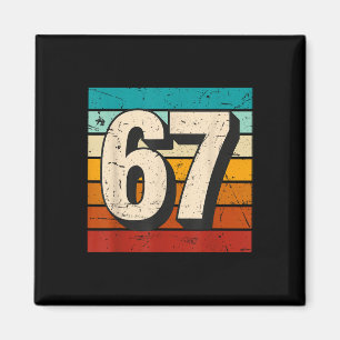 Vintage 67 Meme Retro Six Seven Number Funny 6 7 M Magnet