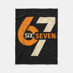 Vintage 67 Six Seven 6 7 Number Retro 67 Meme Fleece Blanket