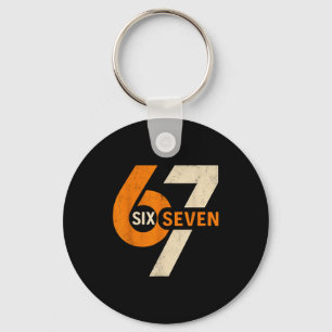 Vintage 67 Six Seven 6 7 Number Retro 67 Meme Key Ring