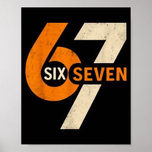 Vintage 67 Six Seven 6 7 Number Retro 67 Meme Poster