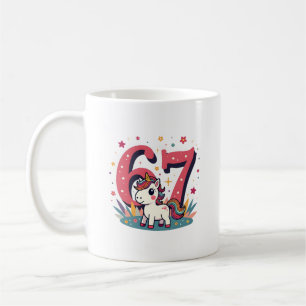 Vintage 67th Birthday Unicorn Rainbow Cute Cartoon Coffee Mug