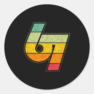 Vintage 6 7 Meme Six Seven Logo Namaste Funny Hall Classic Round Sticker