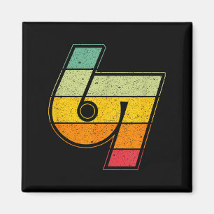 Vintage 6 7 Meme Six Seven Logo Namaste Funny Hall Magnet