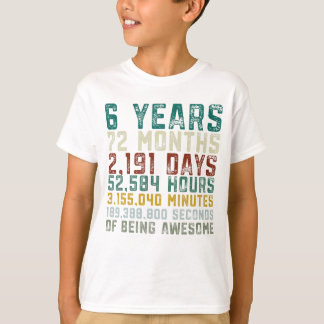 Vintage 6 Years Old 6th Birthday Boy Anniversary T-Shirt