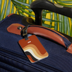 Vintage 70s Burnt Orange Groovy Hippie Custom Luggage Tag