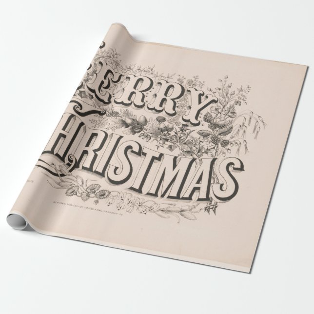 Vintage 70s Christmas wrapping paper (Unrolled)