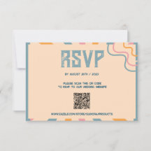 Vintage 70s Floral RSVP Card with QR code
