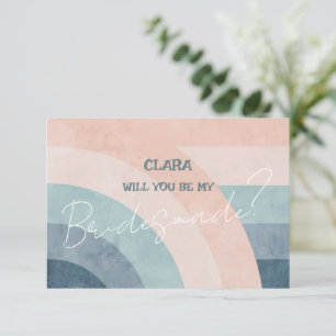 Vintage 70s Rainbow Wedding Bridesmade Invitation