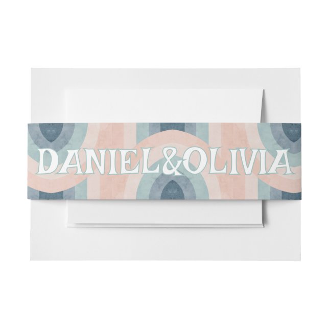 Vintage 70s Rainbow Wedding Invitation Belly Band (Front Example)