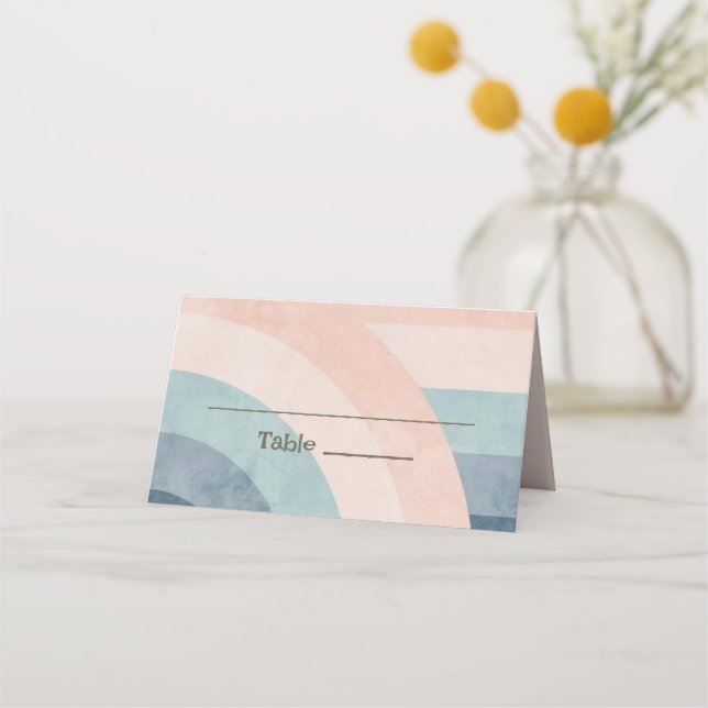 Vintage 70s Rainbow Wedding Place Card (Front)