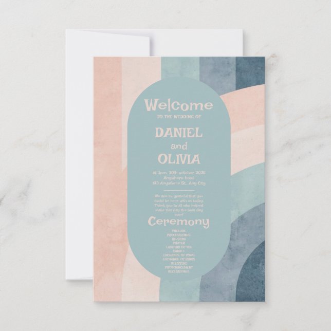 Vintage 70s Rainbow Wedding Programs (Front)