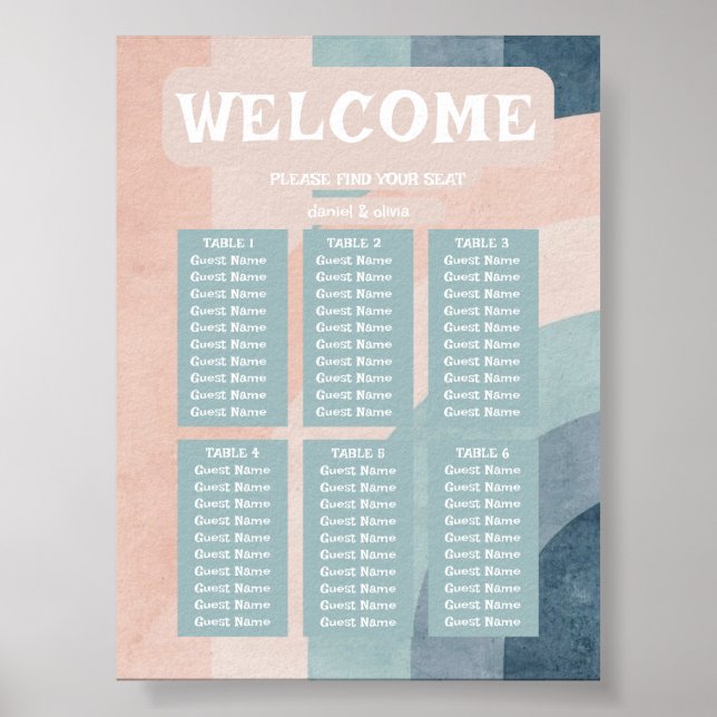 Vintage 70s Rainbow Wedding Seating Charts (Front)