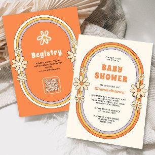 Vintage 70s Retro Colourful Groovy Baby Shower Invitation