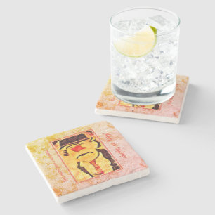 Vintage 70s Sad Clown Drawing (D1) Editable   Stone Coaster