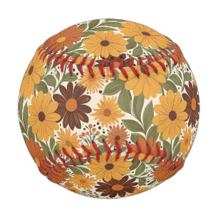 vintage 70s styled floral/flower baseball