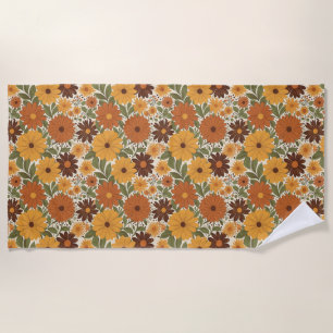 vintage 70s styled floral/flower beach towel