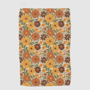 vintage 70s styled floral/flower golf towel