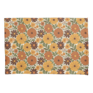 vintage 70s styled floral/flower pillowcase