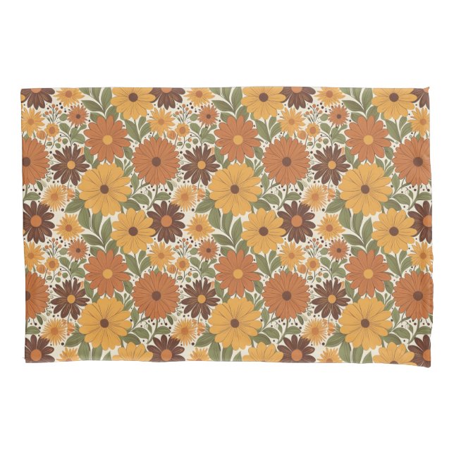 vintage 70s styled floral/flower pillowcase (Front)