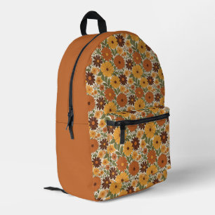 vintage 70s styled floral/flower printed backpack