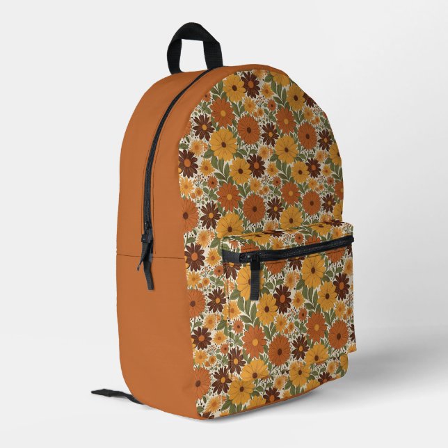 vintage 70s styled floral/flower printed backpack (Back Corner Left)