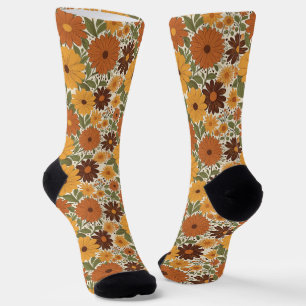 vintage 70s styled floral/flower socks