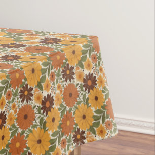 vintage 70s styled floral/flower tablecloth